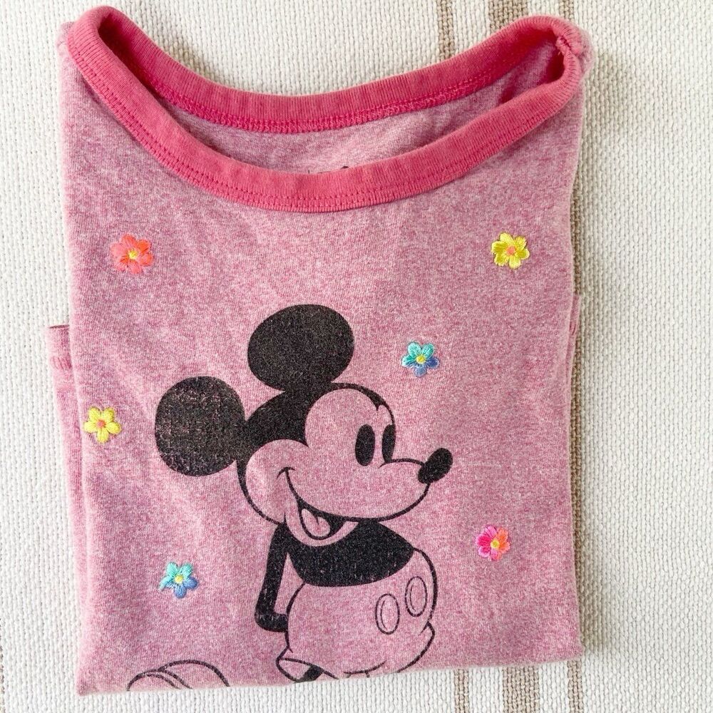 Gap Disney Kids Puff-Sleeve Graphic T-Shirt in Pink Heather Girls Size Small - Picture 6 of 10